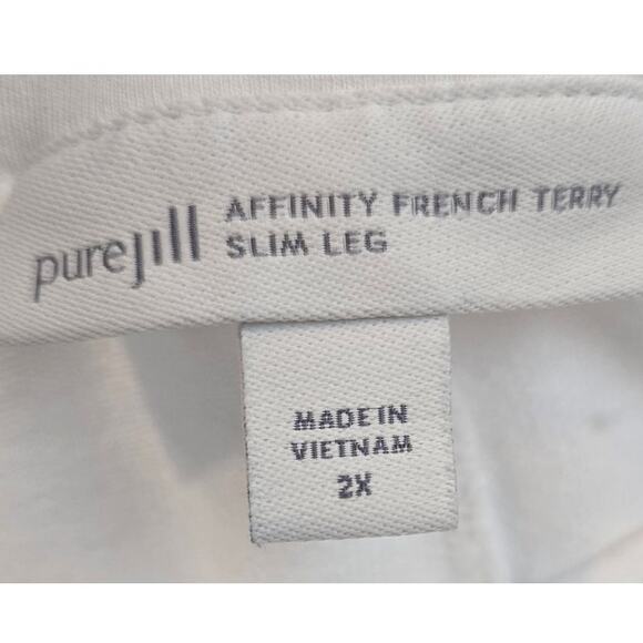 J. Jill Pure Jill Pull On White Slim Leg Cropped Stretch Pants Terry Womens 2X - Picture 4 of 8
